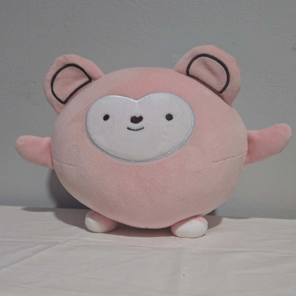 Daiso Plush Pink Soft Round Teddy Bear.